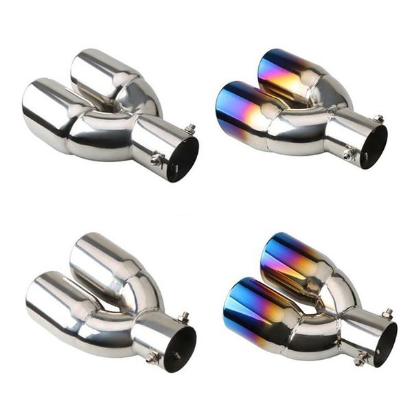 

manifold & parts 63mm universal car exhaust pipe muffler tail outlet nozzle end stainless steel trim double