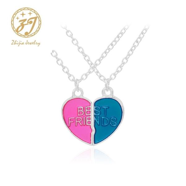 Подвесные ожерелья Zhijia Friends BFF для двух сердечных конфет цвета друг друга милые украшения дружбы подарки