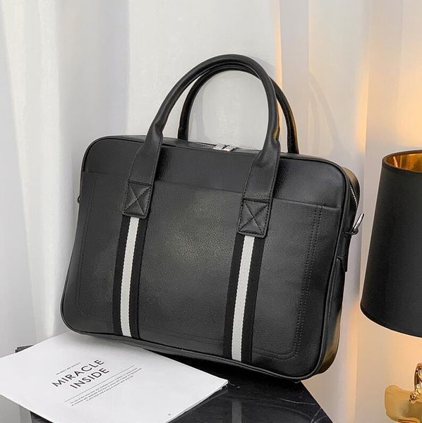 

factory wholesale men handbag striped business bag fashion leather horizontal lapbags personalized contrast leathers shoulder handbags