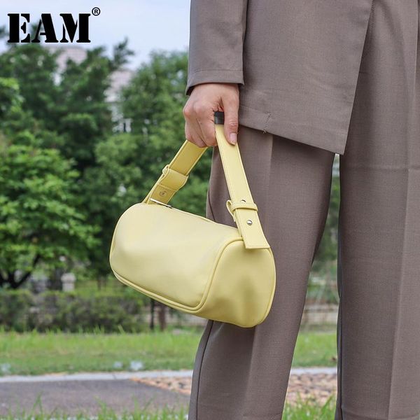 

shoulder bags [eam] women simple brief soft handbag pu leather flap personality all-match crossbody bag fashion tide 2021 18a3288