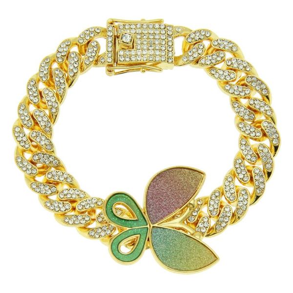 

link, chain personality creative hip hop selling full diamond butterfly bracelet men and women cool frosty glitter exquisite gi, Black