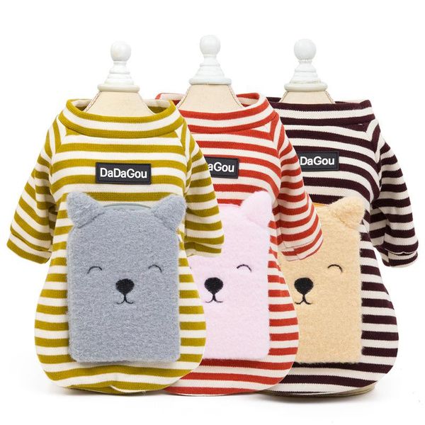 

milk silk striped bear backpack pet sweater autumn and winter dog clothes apparel