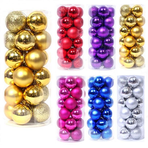 

party decoration 24pcs christmas balls 3/4/6cm xmas tree hang pendant ball merry ornament for home year 2021 gift noel