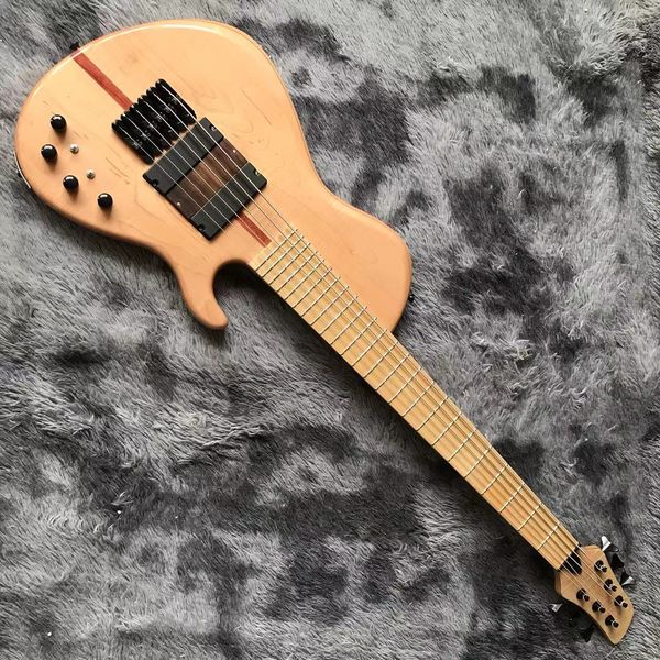 

custom 6 strings neck through elm body electric bass guitar with active pickup