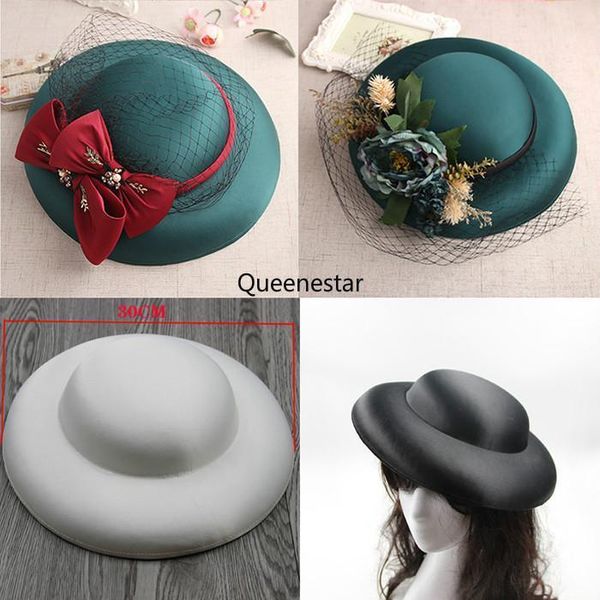 

big 30cm diy bride headwear vintage satin linen fascinator hat base handmade women cocktail wedding party headdress1