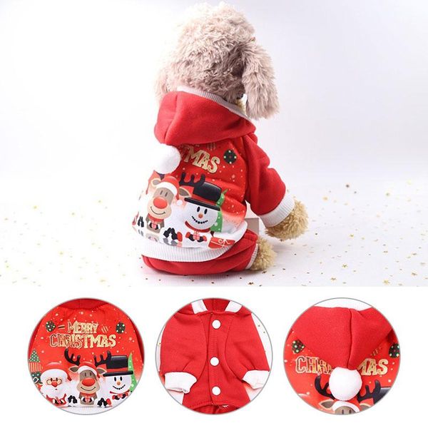 

dog apparel xs-xl pet christmas costumes red funny clothes small jacket soft hoodie set keep warm rain dress