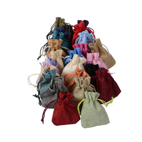 

gift wrap 20pcs small linen candy bag 7*9cm drawstring jewelry necklace ring earring packaging pouch storage organizer
