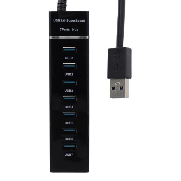

hubs 1pc 3.0 usb hub 7 ports practical splitter multi-function (black)