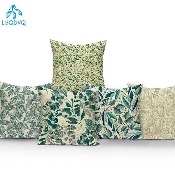 

cushion/decorative pillow decorative throw case green plant leaf leaves polyester cushion cover for sofa home living room almofadas