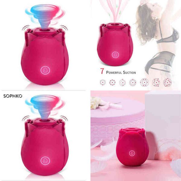 Nxy Sex Toy Vibromasseur Rose Vibromasseur avec 7 Ventouses Haute Résistance Masseur Vaginal Rechargeable Stimulateur De Mamelon Couple Jouets 1218