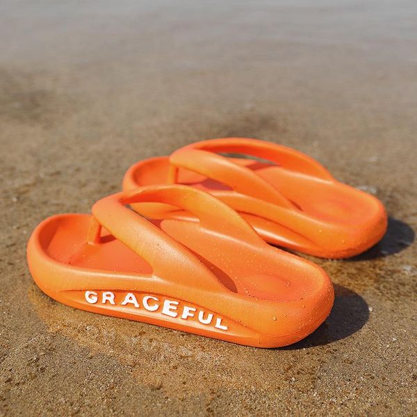 

slippers thick bottom platform sea flip-flop thong sandals men and women summer shoes soft bathroom pillow slides outdoor indoor, Black