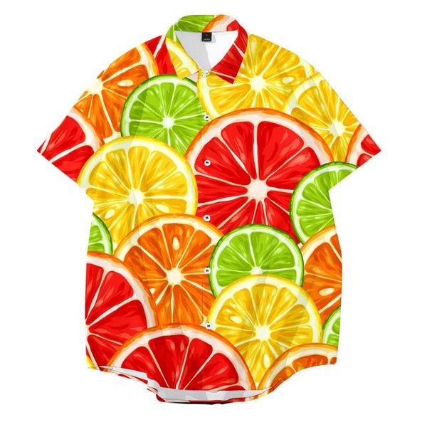 

men's casual shirts hawaiian shirt avocado 3d print fruit pattern blouse lemon summer turn-down collar short sleeve beach man women top, White;black