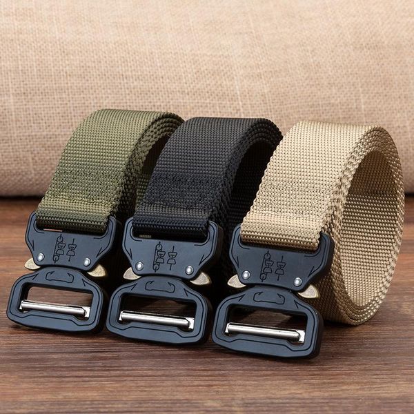

belts waist strap outdoor automatic waistband 125cm tactical belt military nylon men army style metal buckle, Black;brown