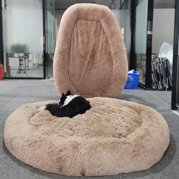 

cat beds & furniture round bed super soft long plush pet kennel cushion cat's house winter warm deep sleeping nest for cats supplies