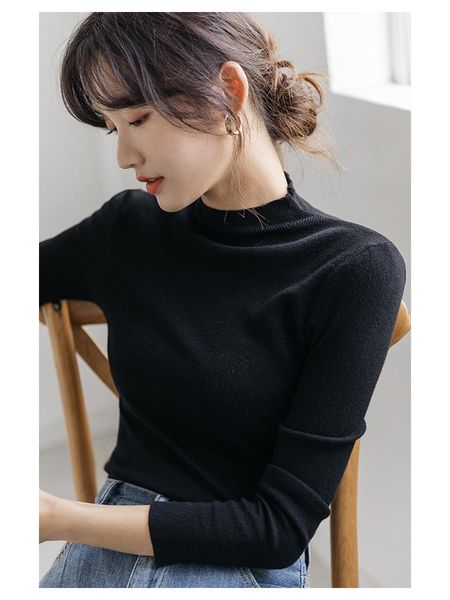 

women's sweaters mujer invierno pull femme autumn/winter black turtleneck sweater long sleeve collar base knitwear, White;black