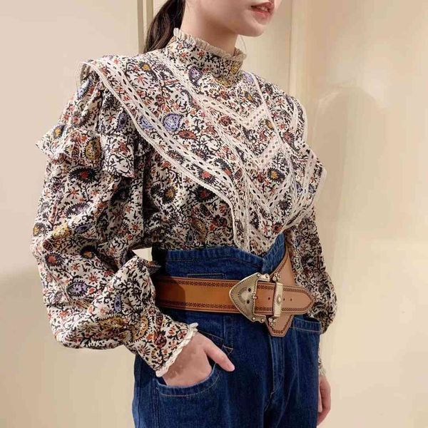 

skirt sleeve temperament female shirt 2021 autumn/winter lace plied hollow collar, Black