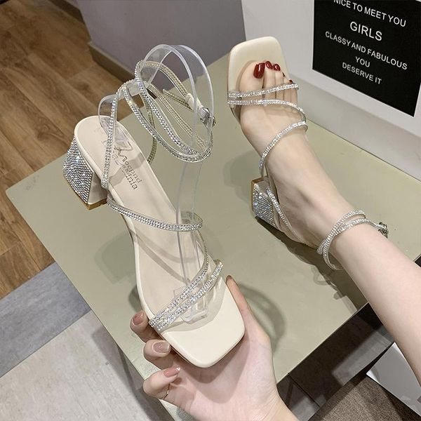 

sandals comfort shoes for women high heel suit female beige med square toe ankle strap all-match high-heeled 2021 black block rh