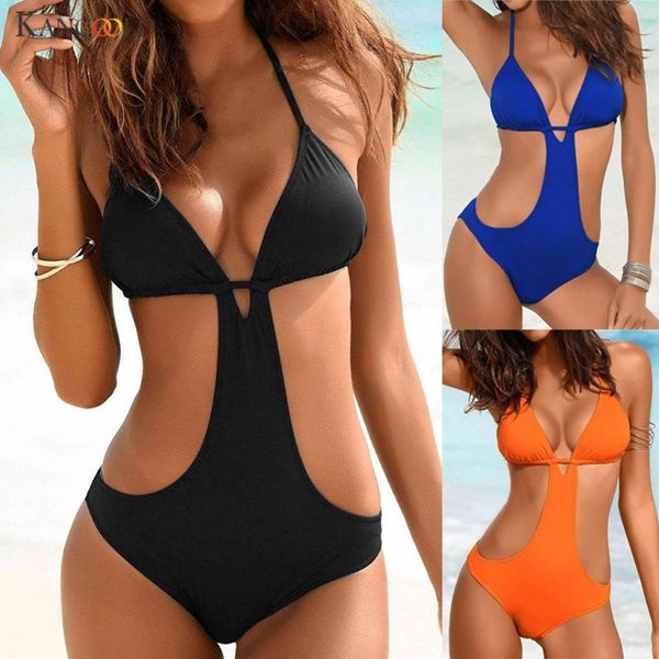 

bandage one piece swimwear women solid bathing suit swimsuit push up swimming mid waist color biquinis one-piece suits