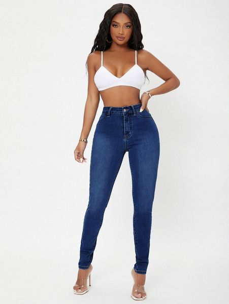 

sxy curvy high waist skinny jeans k3jc#, Blue