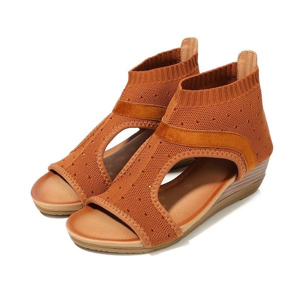 

summer style women's sandals suede round-toe woven ethnic-style bohemian, Black