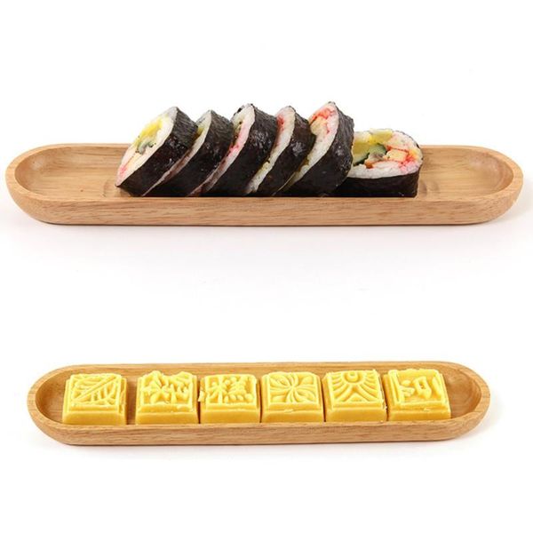 

natural wooden japanese style tray sushi serving mini rectangle plate dessert small snack saucer for home el (small planters & pots