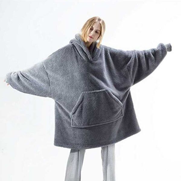 

women's hoodies & sweatshirts winter oversized women fleece warm with sleeves pocket cotton plush thick hoody long sweatshirt onesize s, Black