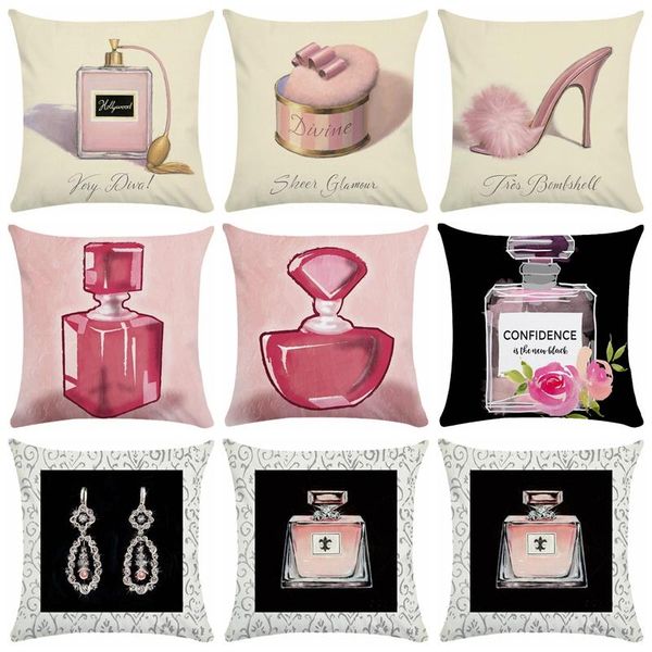 

cushion/decorative pillow 45*45cm perfume pattern cushion cover sofa chair waist short plush colorful pillowcase fresh soft home decor