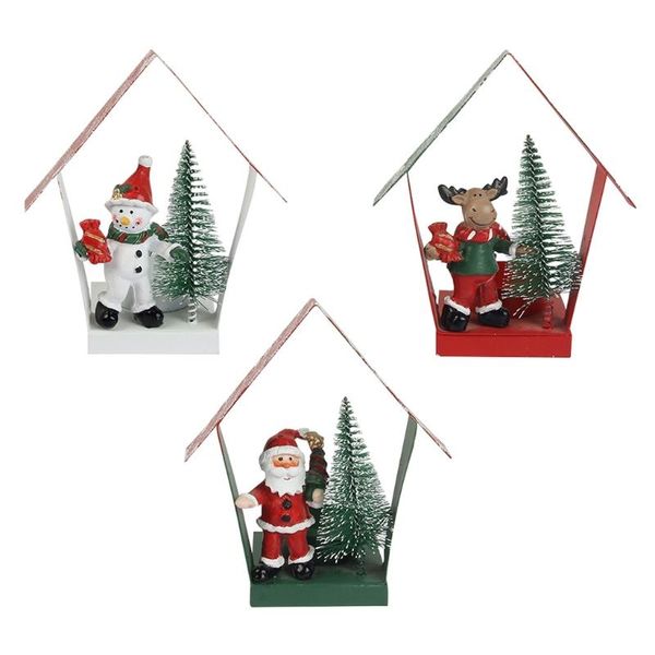 Portacandele in metallo Pupazzo di neve natalizio/Babbo Natale/Alce Decorazioni per lumini Candele classiche Supporto in ferro