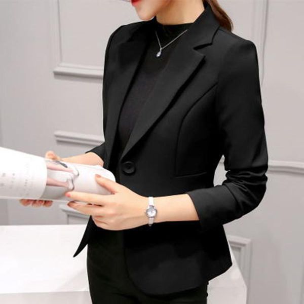 

women's suits & blazers black women blazer 2021 formal lady office work suit pockets jackets coat slim, White;black