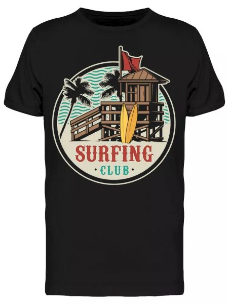 

vintage surf club on the sea tee men's -image by shutterstock, White;black