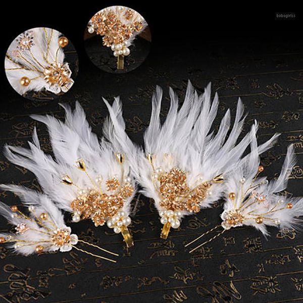

fashion feather pearl female hairpin elegant bride headdress hair accessories yyoufu1