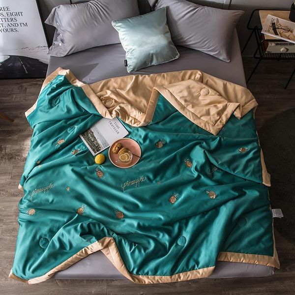 

comforters & sets summer quilts washed silk duvet 1pc embroider fiber bedspread patchwork pineapple bed comforter autumn