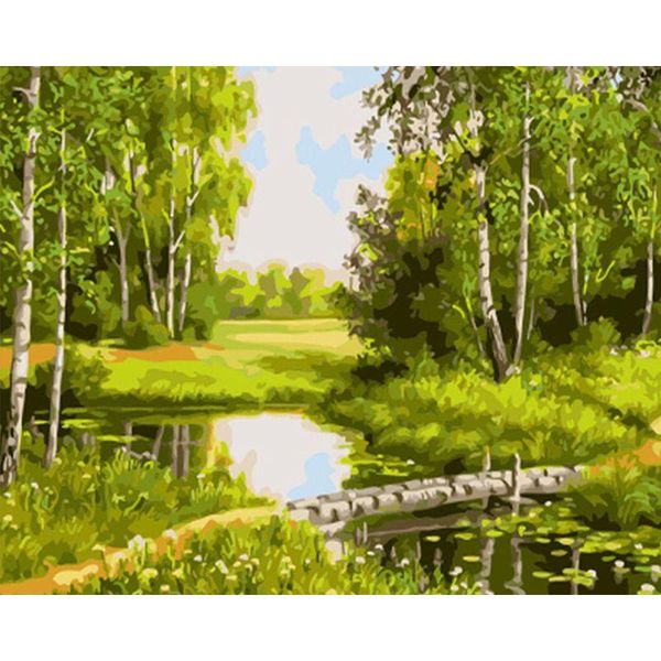 

green tree landscape painting by numbers for adults handpainted 60x75cm framed home living room decor art picture paintings