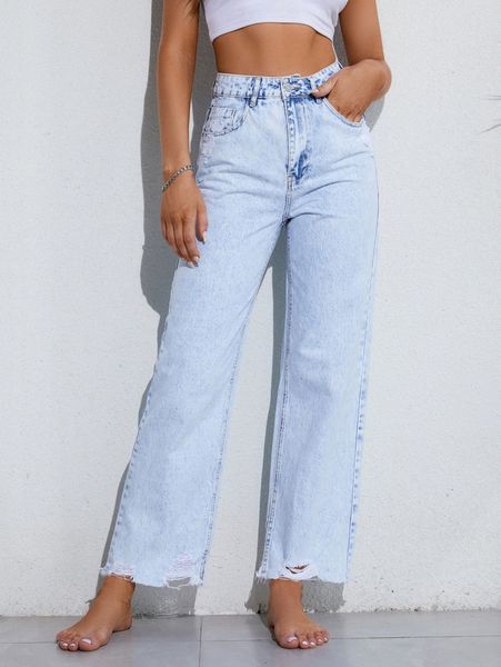 

raw hem straight leg jeans c5xg#, Blue