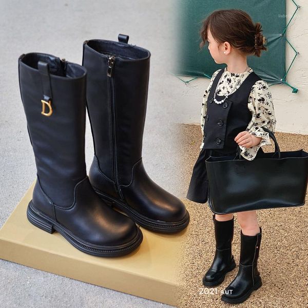 

boots kids fashion autumn children leather brand shoes baby girls soft ankle black princess riding1, Black;grey