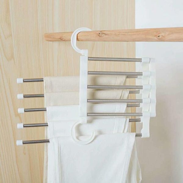 

hangers & racks 5 in 1 pant rack shelves stainless steel clothes multi-functional wardrobe magic hanger