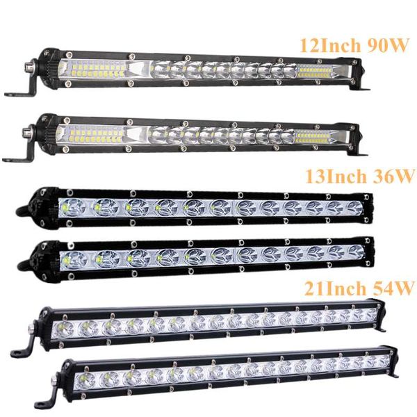 

working light led bar 12" 13" 21" offroad work driving lights pods fog lamps 90w/36w/54w for truck atv suv cars