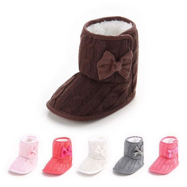 

first walkers winter snow warm plush multicolor cute bowknot 0-2 years boy girl indoor baby boots booties cotton sole non-slip crib shoes