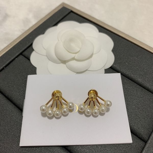 

75% off outlet online new letter pearl sector high version earrings, Silver