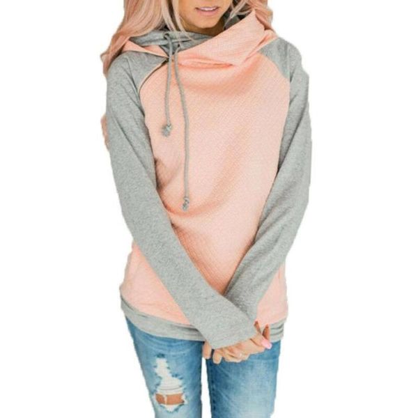 

women sweatshirt patchwork long sleeve drawstring hooded pullover casual autumn winter loose hoodie women's hoodies & sweatshirts, Black