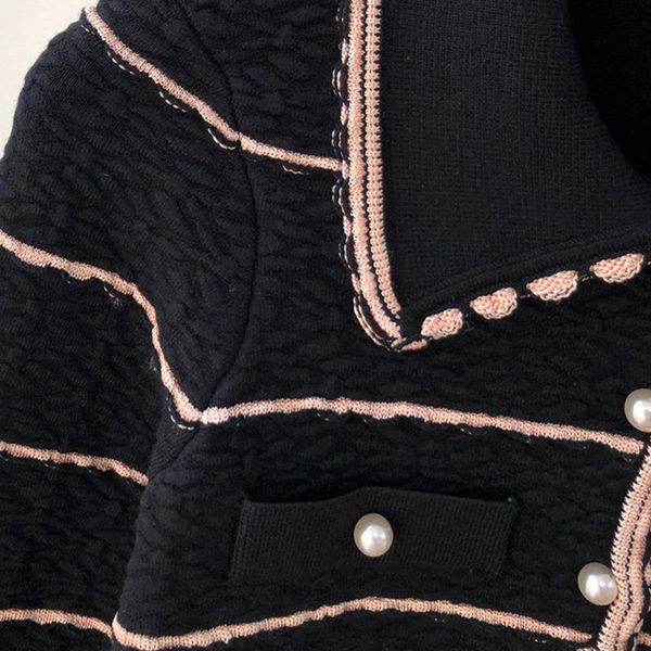 

women's sweaters women sweater cardigan spring autumn long sleeve turndon collar striped pearl button high street chic stunning fa, White;black