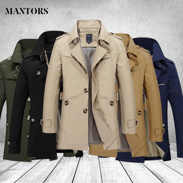 

fashion men trench jackets brand casual business trench coat mens leisure overcoat male single breasted windbreakers plus size 211011, Tan;black