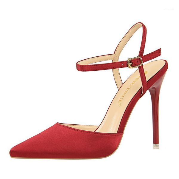 

sandals 86-2 simple women's shoes stiletto high-heeled satin shallow mouth nightclub thin1, Black