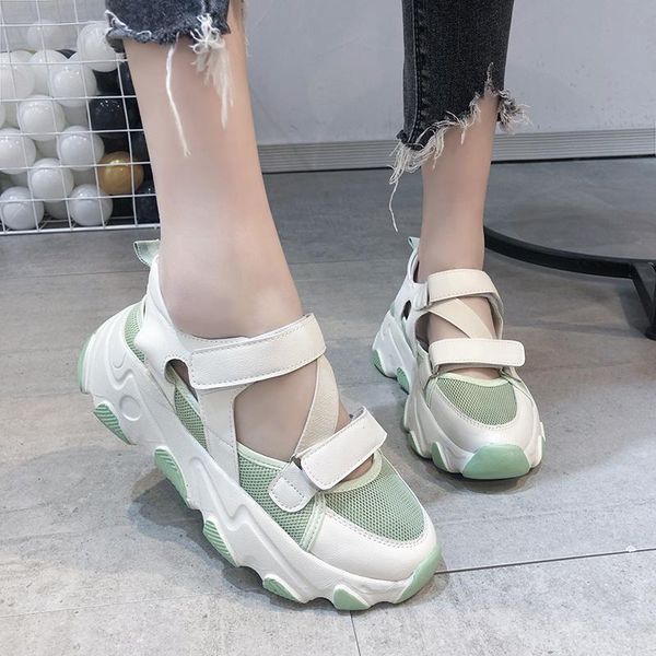 

sandals breathable mesh wedges shoes for women casual sport platform woman spring summer high heels 2021, Black