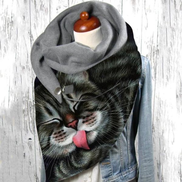 

scarves women winter warm windproof dog prints double-layer buckle scarf female shawl men foulard bufand, Blue;gray