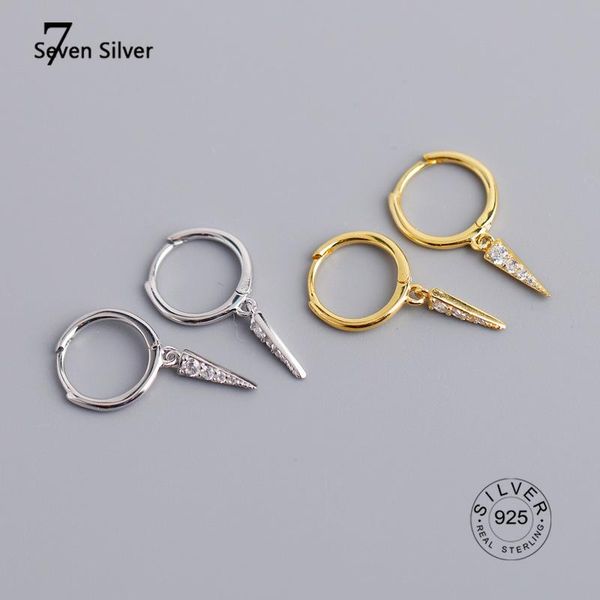 

hoop & huggie 925 sterling silver punk hip-hop geometric pendant earrings for women gold party jewelry accessories wholesale trendy, Golden;silver