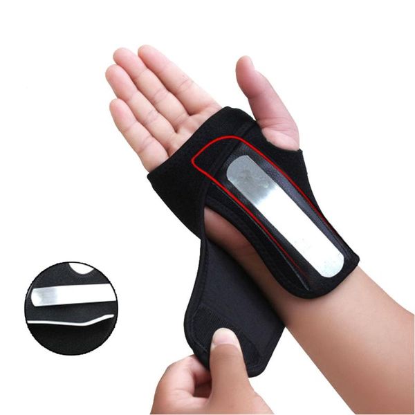 

ly removable adjustable wristband steel support carpal tunnel splint wrap protector for arthritis sprain wrist, Black;red