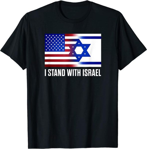 

men's t-shirts i stand with israel patriotic t shirt usa and flag summer casual cotton o-neck short sleeve shirts, White;black