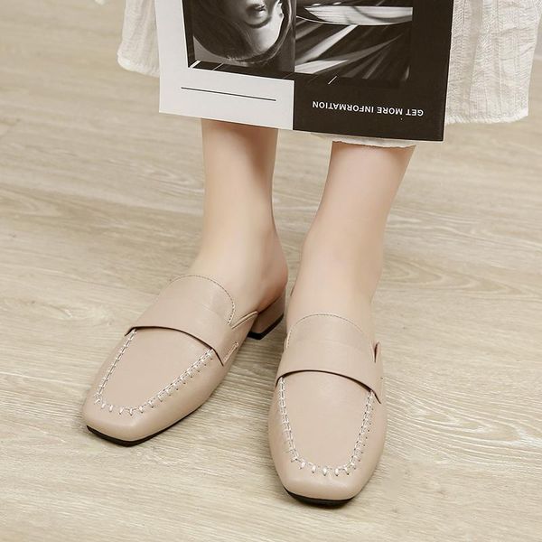 

slippers summer low heels ladies mules retro shoes for women woman cross tie hollow female beach u24-17, Black