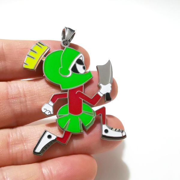 Regali XMAS Ciondolo da uomo Colore verde da 2 pollici Juggalo Marvin the Martian Collana in acciaio inossidabile ICP Hatchetman Chain3843973